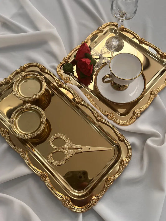 Gold Nişan Tepsisi - 2 li Set