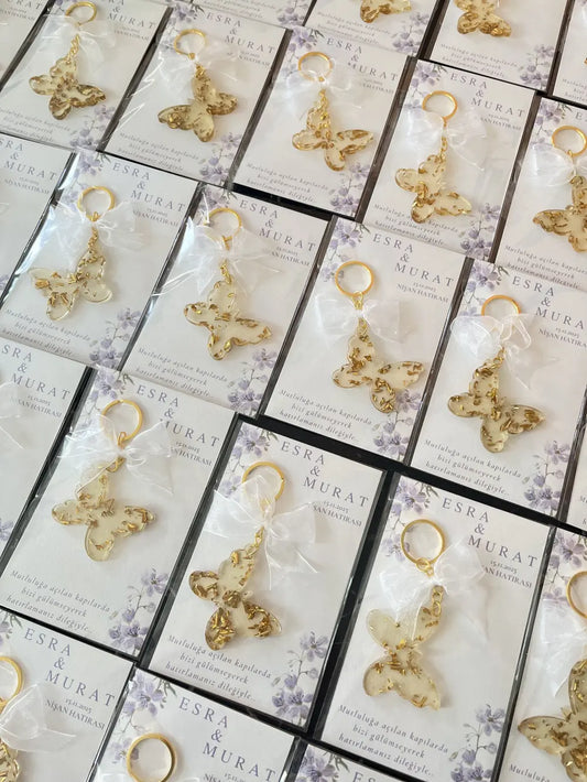 Kelebek Anahtarlık - Kişiye Özel Kart Tasarımlı (25 Adet)