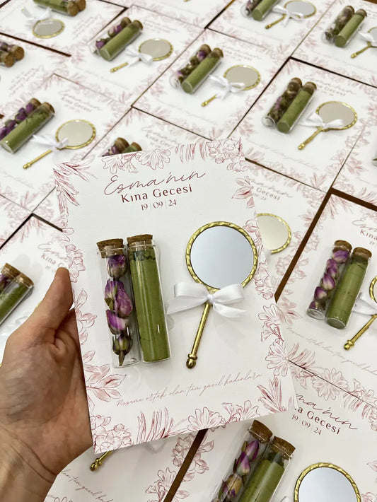 Kartlı Ayna ve 2'li Cam Tüp Şişe