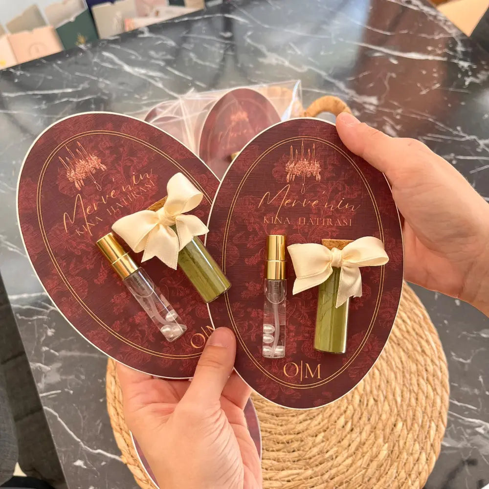 Kına ve Fıs Fıs Kolonya Şişesi 6cm - Özel Kart Kesimli
